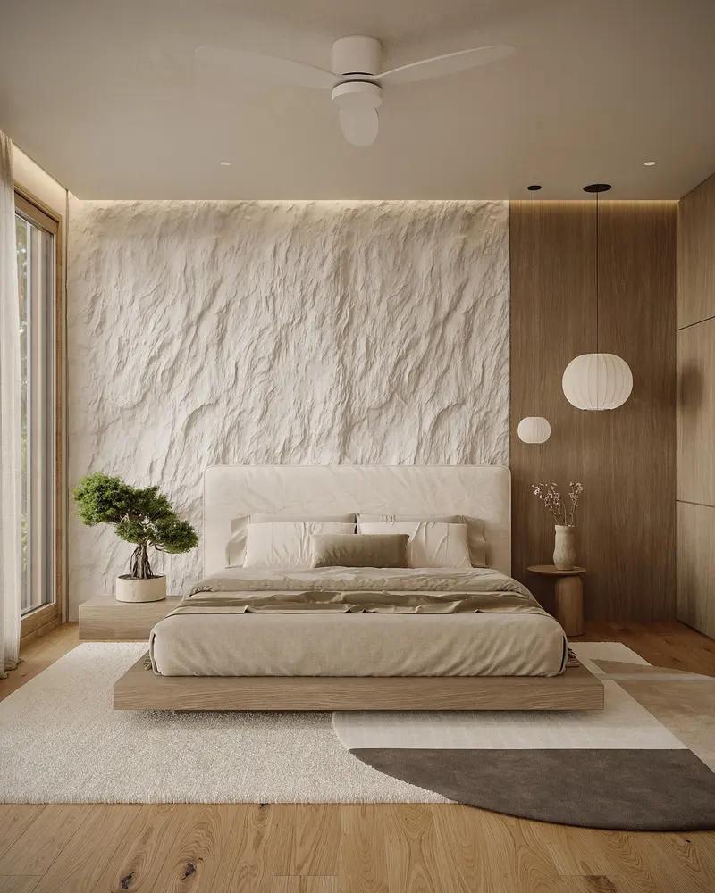 Master bedroom with garden views